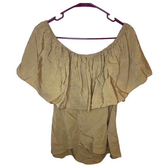 Zara Tops - Zara khaki off the shoulder ruffled top
